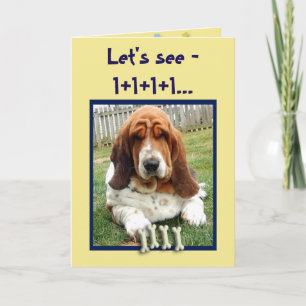 Funny Birthday Card w/Basset Hound & Bones