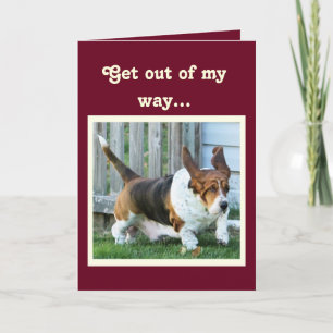 Funny Birthday Card w/Cute Basset Hound and Cake
