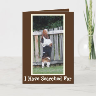 Funny Birthday Card w/Cute Searching Basset Hound