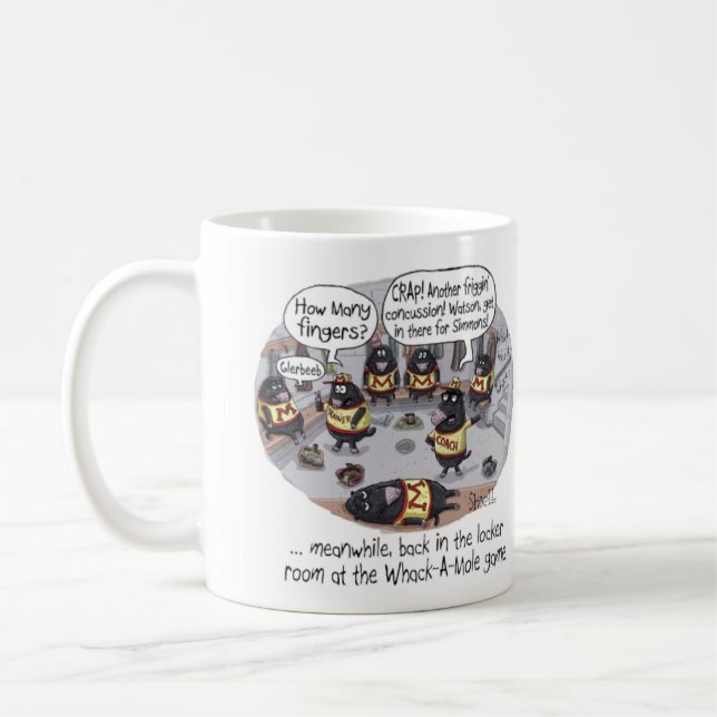Funny Birthday Card - Whack-a-Mole Coffee Mug (Left)