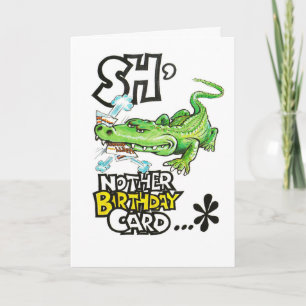 Funny birthday card with alligator
