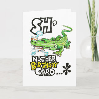 Funny birthday card with alligator