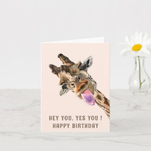 Funny Birthday Card with Catchy Giraffe