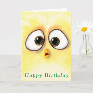 Funny Birthday Card with Chicken Surprised Eyes