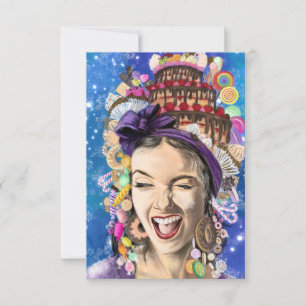 Funny Birthday Card with Happy Woman