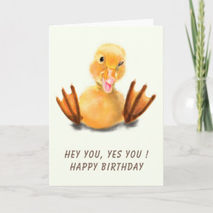 Funny Birthday Card with Happy Yellow Duck