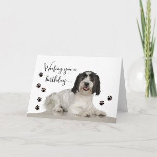 Funny Birthday Card with Lowchen Dog and Muddy Paw
