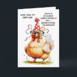Funny Birthday Card with Stylish Chicken<br><div class="desc">Make them laugh with this hilarious birthday card featuring a chicken in a polka-dot party hat and glasses. Perfect for a fun-filled celebration! generativecontent</div>