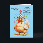 Funny Birthday Card with Stylish Chicken<br><div class="desc">Make them laugh with this hilarious birthday card featuring a chicken in a polka-dot party hat and glasses. Perfect for a fun-filled celebration! generativecontent</div>
