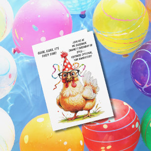 Funny Birthday Card with Stylish Chicken