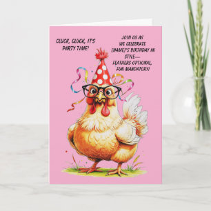 Funny Birthday Card with Stylish Chicken