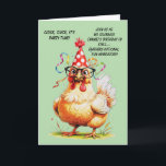 Funny Birthday Card with Stylish Chicken<br><div class="desc">Make them laugh with this hilarious birthday card featuring a chicken in a polka-dot party hat and glasses. Perfect for a fun-filled celebration! generativecontent</div>