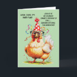 Funny Birthday Card with Stylish Chicken<br><div class="desc">Make them laugh with this hilarious birthday card featuring a chicken in a polka-dot party hat and glasses. Perfect for a fun-filled celebration! generativecontent</div>