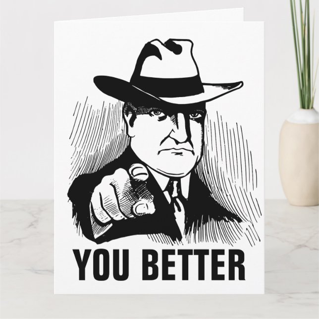 Funny Birthday Cards, GANGSTER MAFIA GUY Card (Front)