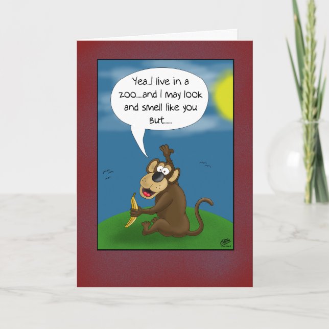 Funny Birthday Cards: Monkey’s perspective Card (Front)