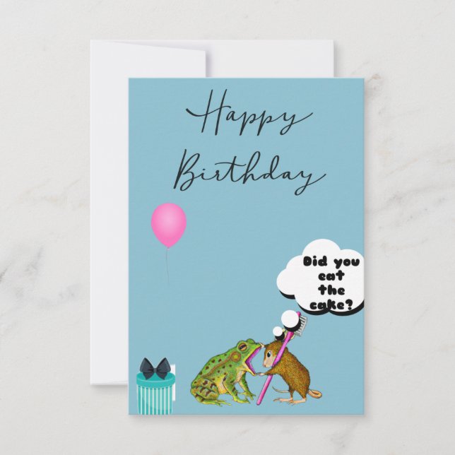 Funny birthday cards "Mouse and Frog" (Front)