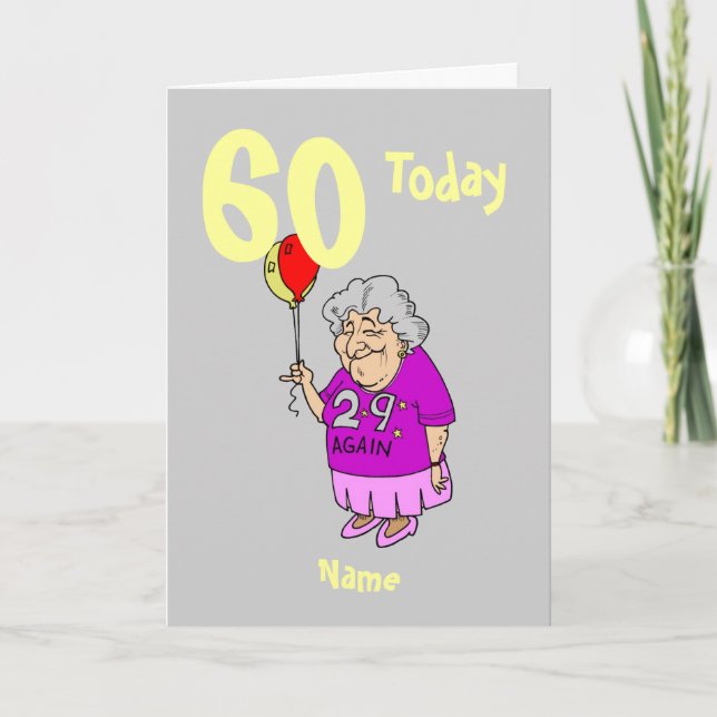 Funny birthday cartoon, add age personalized card (Front)