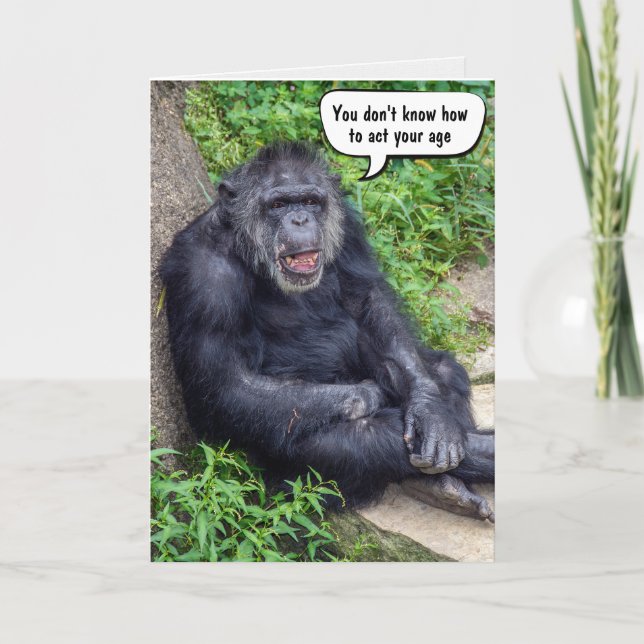 Funny Birthday Chimpanzee  Card (Front)