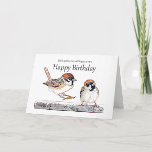 Funny Birthday Cute Sparrow Bird Card