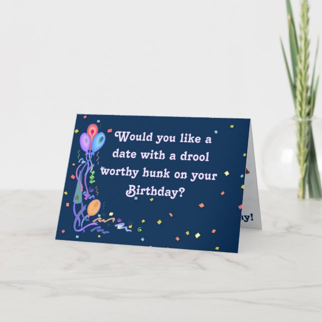 Funny Birthday "Date" Card w/Hunky Basset Hound (Front)