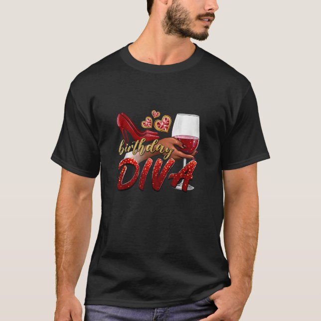 Funny Birthday Diva Happy Birthday Heels Shoes And T-Shirt (Front)