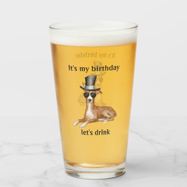 Funny Birthday Dog  Glass (Front Filled)