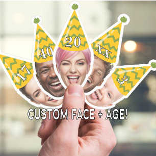 Funny Birthday Face with Party Hat & Custom Age