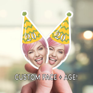 Funny Birthday Face with Party Hat & Custom Age 