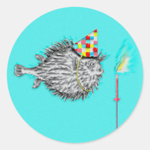 Funny Birthday Fish Classic Round Sticker