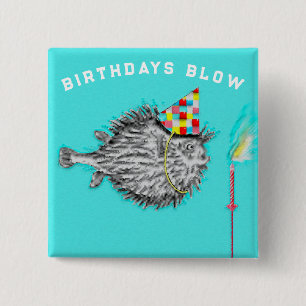 Funny Birthday Fish Wish 15 Cm Square Badge