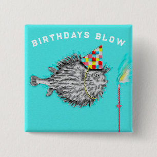 Funny Birthday Fish Wish 15 Cm Square Badge