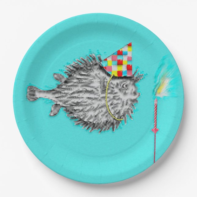 Funny Birthday Fish Wish Paper Plate (Front)