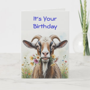 Funny Birthday, flowers from  Old Goat Humour Card