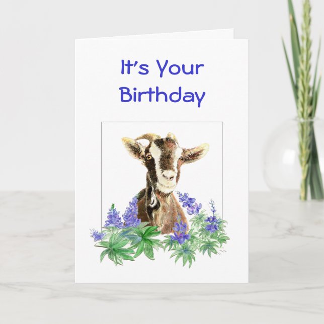Funny Birthday, flowers from  Old Goat Humour Card (Front)