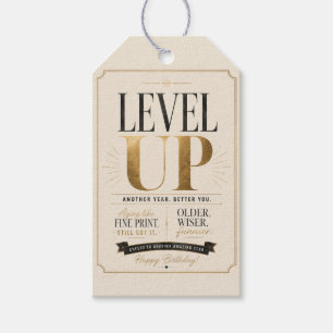 Funny birthday for friends – Age level unlocked Gift Tags