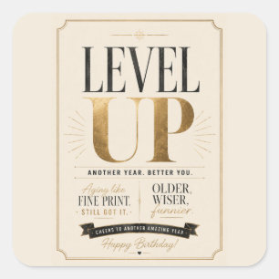 Funny birthday for friends – Age level unlocked Square Sticker