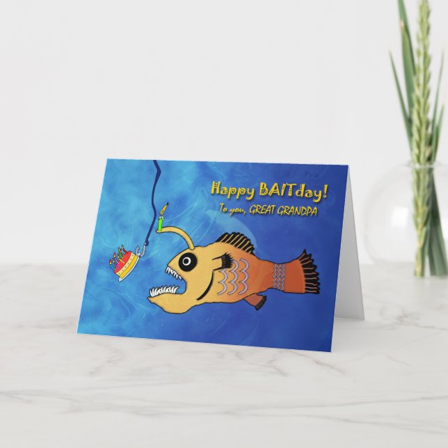 Funny Birthday for Great-Grandpa, Anglerfish Card (Front)
