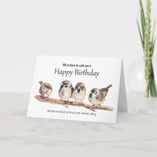 Funny Birthday from Group Cute Sparrow Bird Card