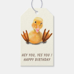 Funny Birthday Gift Tags with Happy Duck