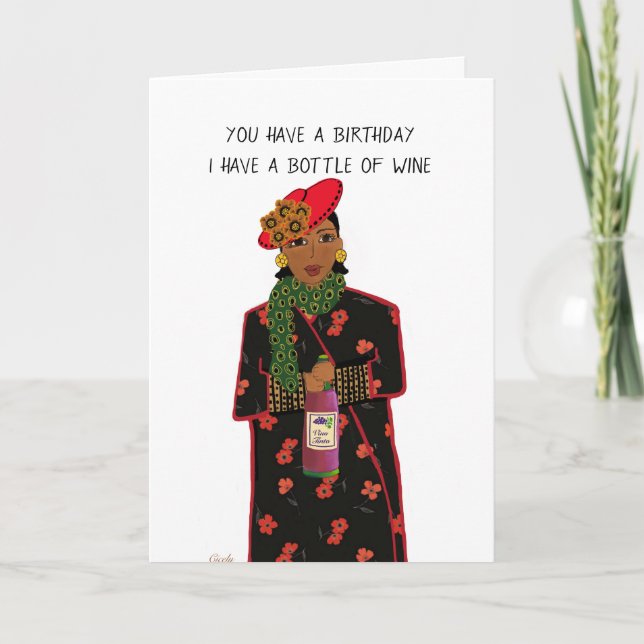 Funny Birthday Haikus Black and Brown women Card (Front)