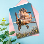 Funny Birthday Hamster Pilot & Aeroplane Aviator  Card<br><div class="desc">Funny Birthday card featuring a photo of hamster wearing a pilot helmet and goggles flying a vintage aeroplane over a field of wildflowers. Inside are funny birthday wishes. Perfect for an animal lover, pilot or aviation enthusiast. Customise it with your own birthday wishes to make it extra special. Copyright Soar...</div>