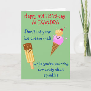 Funny Birthday Ice Cream Sprinkles Humour Kawaii Card