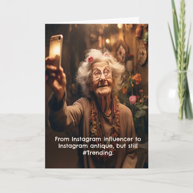 Funny Birthday Instagram Followers Old Age Card (Front)