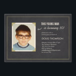 Funny Birthday Invitations with an Old Photo<br><div class="desc">Funny birthday invitations for adults featuring an old photo and a dark charcoal design. Great for both men and women. Upload your old photo and customise the wording with a personalised headline and your birthday party information. Preview what the finished invite will look like on screen before you order.</div>