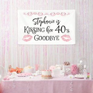 Funny Birthday Kiss a Decade Goodbye Custom Banner