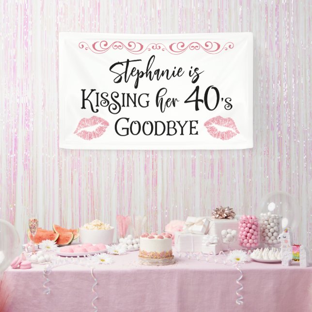 Funny Birthday Kiss a Decade Goodbye Custom Banner (Party)