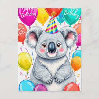 Funny Birthday Koala with Balloons Sarcastic Postcard