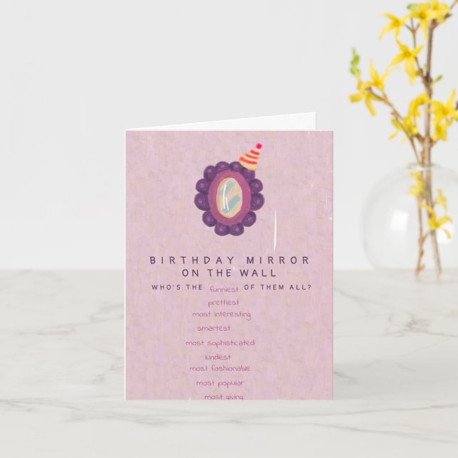 Funny Birthday Mirror Joke Cute Humour Birthday  Card (Yellow Flower)