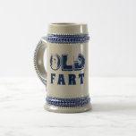 Funny Birthday "Old Fart" Distressed Text  Beer Stein<br><div class="desc">Give a gift that will make them laugh with this Funny "Old Fart" Beer Stein that's perfect for giving Dad or Grandpa as a birthday gift,  Christmas gift,  Anniversary gift for husband,  or another special occasion. Distressed text says "Old Fart" in dark blue.</div>