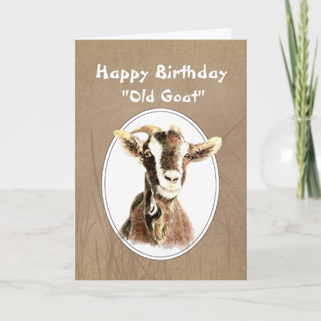 Funny Birthday Over the Hill Old Goat Humour Card (Front)